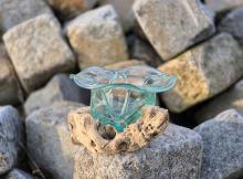 Glasschale auf Teakholzwurzel "Myanmar"