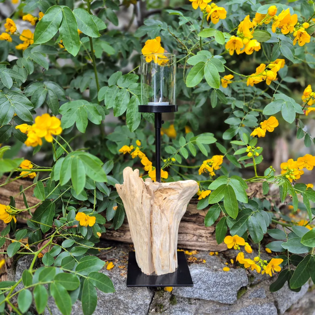 Kerzenhalter Teakholzwurzel auf Ständer 30cm