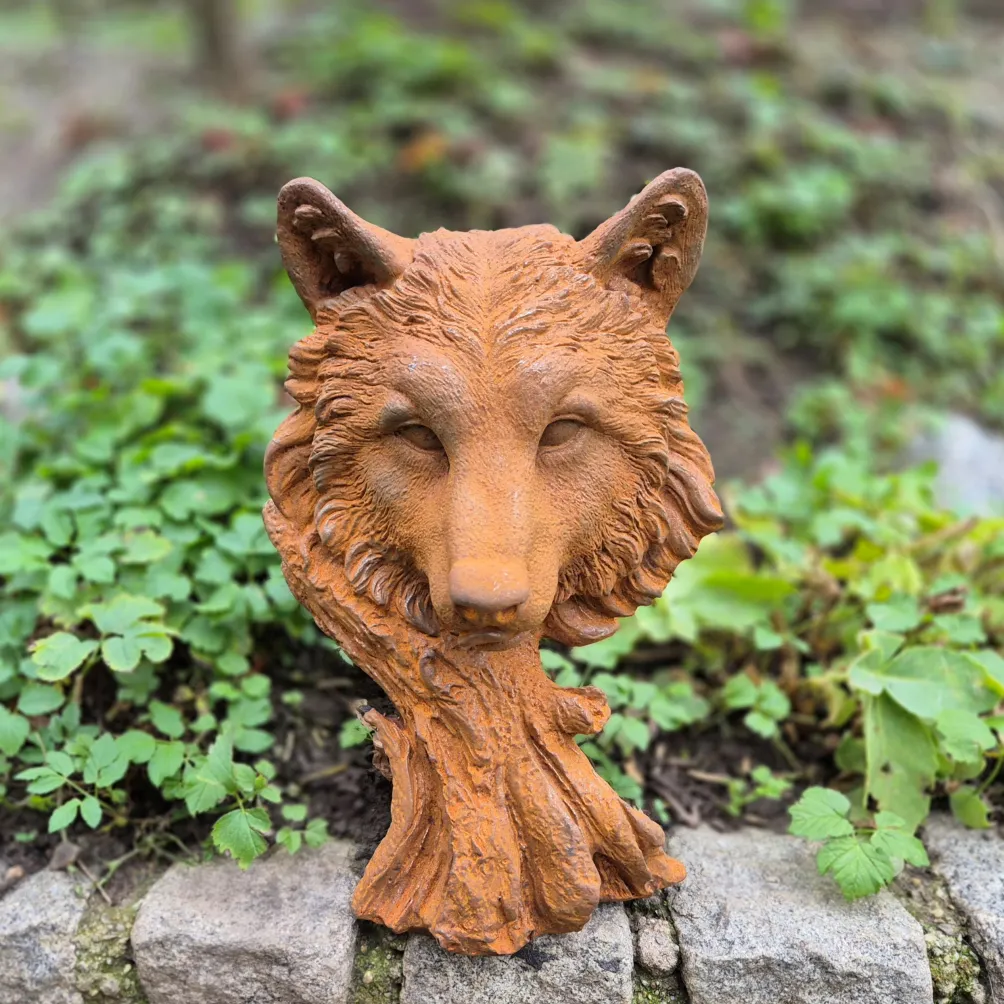 Gusseisen Skulptur "Wolfskopf"