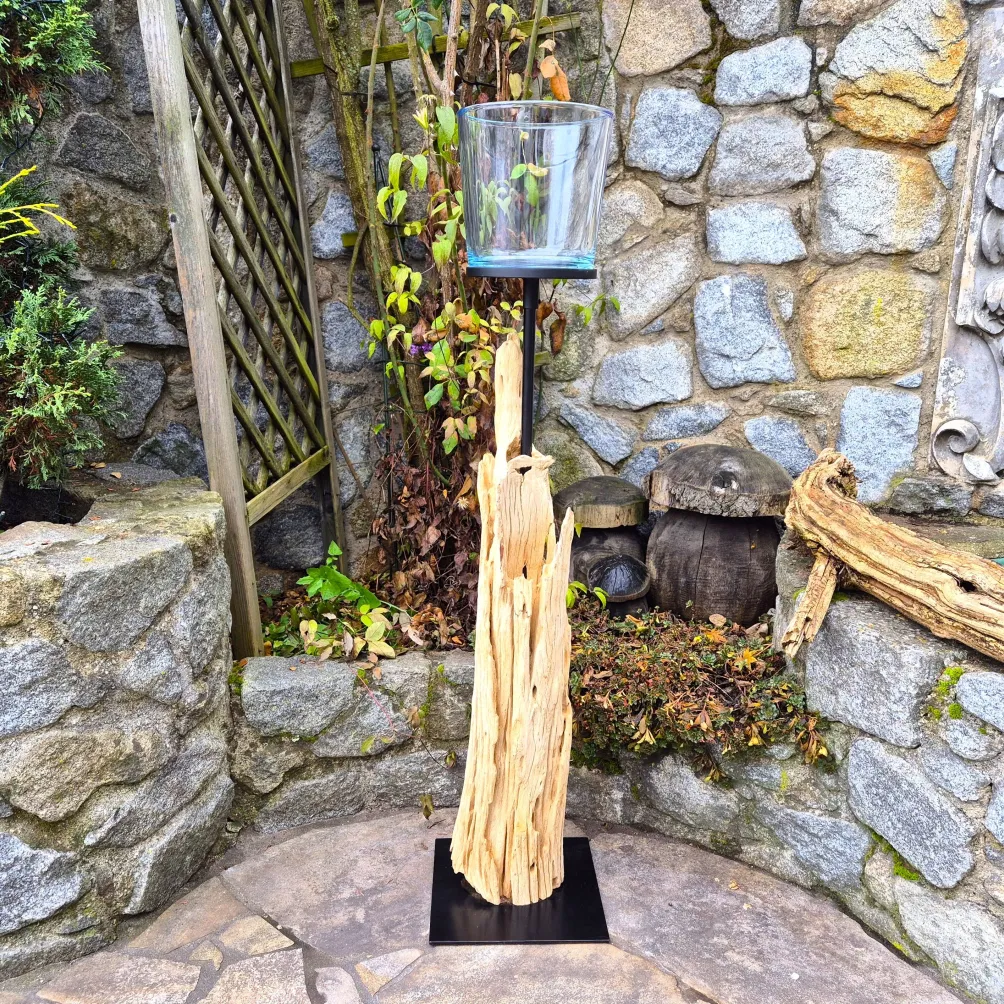 Kerzenhalter Teakholzwurzel auf Ständer 90cm