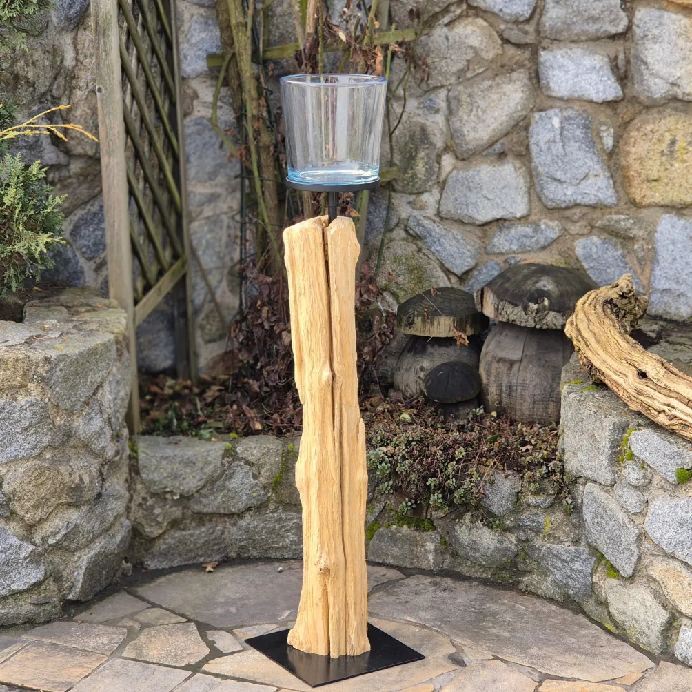 Kerzenhalter Teakholzwurzel auf Ständer 90cm