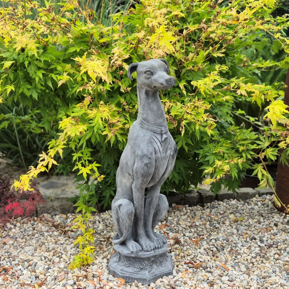 Gusseisen Whippet sitzend